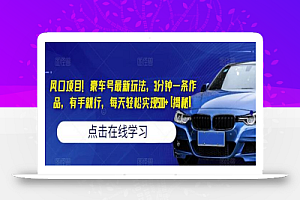 风口项目!豪车号最新玩法,3分钟一条作品,有手就行,每天轻松实现500+