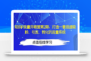 知识IP流量井喷营第2期，打造一套倍速吸粉、引流、转化的流量系统
