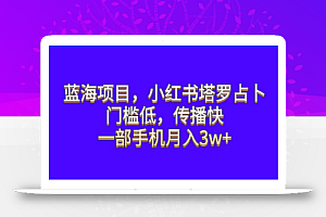 蓝海项目,小红书塔罗占卜,门槛低,传播快,一部手机月入3w+