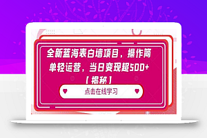 全新蓝海表白墙项目,操作简单轻运营,当日变现超500+