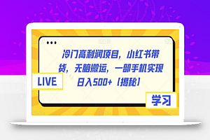 冷门高利润项目,小红书带货,无脑搬运,一部手机实现日入500+