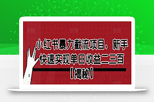 小红书暴力截流项目，新手快速实现单日收益二三百