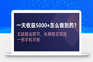 一天收益5000+怎么做到的?无脑搬运即可,长期稳定项目,一部手机可做