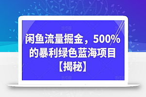 闲鱼流量掘金，500%的暴利绿色蓝海项目