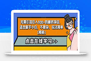 无需引流日入300+的搬砖项目,适合新手小白,不复杂、玩法简单