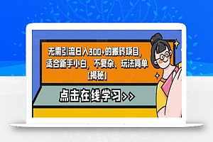 无需引流日入300+的搬砖项目，适合新手小白，不复杂、玩法简单