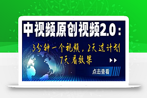 中视频原创视频2.0:3分钟一个视频,2天过计划,7天看效果