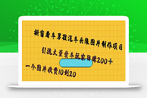 橱窗看车男孩汽车头像制作项目,无脑日赚500