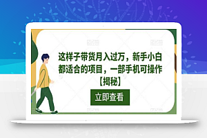 这样子带货月入过万,新手小白都适合的项目,一部手机可操作