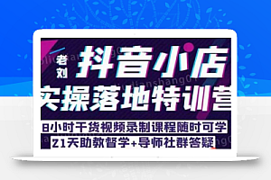 老刘·抖店商品卡流量,抖音小店实操落地特训营,8小时干货视频录制课程随时可学