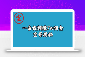 宝哥揭秘一条视频赚7W佣金,一个不需要真人露脸就能操作的短视频项目