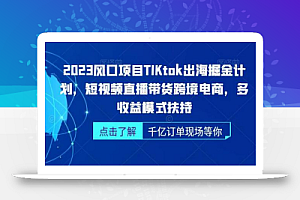 2023风口项目TikTok出海掘金计划,短视频直播带货跨境电商,多收益模式扶持
