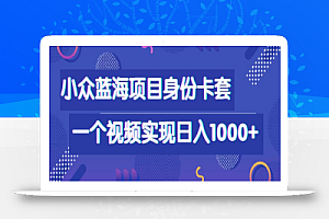 小众蓝海项目,身份卡套自带流量,一个视频实现日入1000+