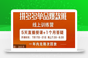 钟辰·拼多多单品爆款班,一个拼多多超级爆款养一个团队