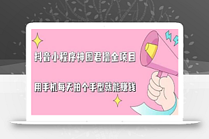 抖音小程序神图君撸金项目,用手机每天拍个手型挂载一下小程序就能赚钱