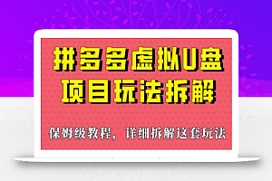 拼多多虚拟U盘项目,保姆级拆解,可多店操作,一天1000左右!