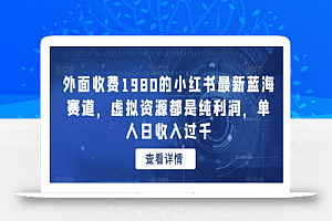 外面收费1980的小红书最新蓝海赛道，虚拟资源都是纯利润，单人日收入过千