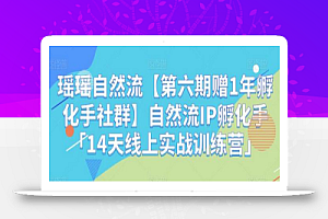 瑶瑶自然流【第六期赠1年孵化手社群】自然流IP孵化手「14天线上实战训练营」