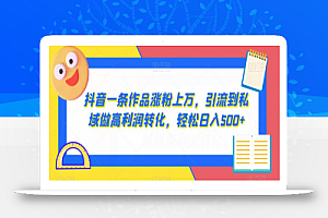 抖音一条作品涨粉上万,引流到私域做高利润转化,轻松日入500+