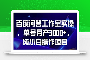 百度问答工作室实操,单号月产3000+,纯小白操作项目