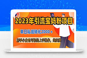 2023年引流宝妈粉项目,单日私域转化2000+,新手小白也可轻松上手操作,纯实操