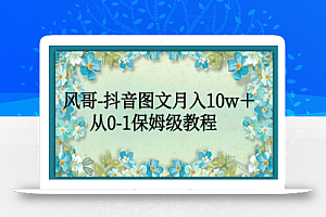 风哥-抖音图文月入10w+,从0-1保姆级教程