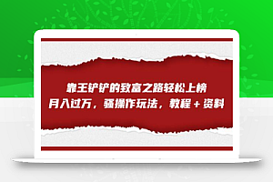 靠王铲铲的致富之路轻松上榜,月入过万,骚操作玩法【教程+资料】