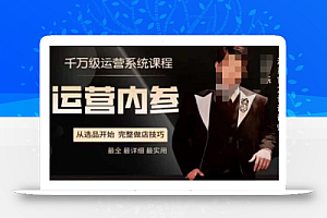 电商冰可乐·运营内参,千万级运营系统课,淘系高阶运营手册,从选品开始,完整做店技巧