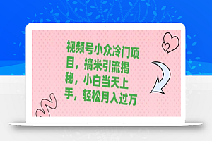 视频号小众冷门项目，搞米引流揭秘，小白当天上手，轻松月入过万