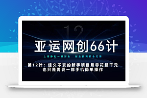 亚运网创66计第12计:经久不衰的新手入门项目也可月入几千