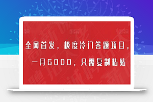 全网首发,极度冷门答题项目,一月6000,只需复制粘贴