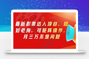 最新影票达人项目，稳如老狗，可矩阵操作，月三万不是问题