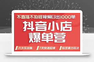抖店商品卡运营班(8月份),从0-1学习抖音小店全部操作方法,不直播不拍短视频日出1000单