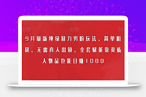 9月最新纯绿暴力男粉玩法,简单粗暴,无需真人出镜,全套赋能靠卖私人物品也能日赚1000