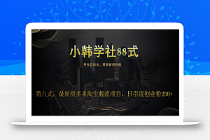 小韩学社88式第八式:最新拼多多淘宝截流骚操作,轻松日引流200+