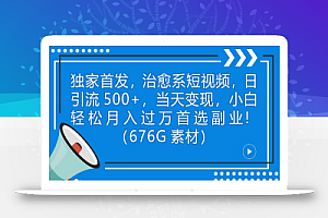 独家首发,治愈系短视频,日引流500+当天变现小白月入过万(附676G素材)