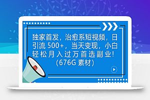 独家首发，治愈系短视频，日引流500+当天变现小白月入过万（附676G素材）