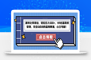 高转化率项目,轻松日入500+,HR必备资料变现,完全0成本的蓝海赛道,小白可做!