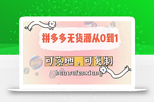 拼多多无货源从0到1,可落地,可复制