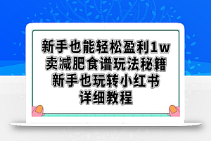 新手也能轻松盈利1w,卖减肥食谱玩法秘籍,新手也玩转小红书详细教程