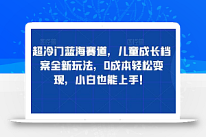 超冷门蓝海赛道,儿童成长档案全新玩法,0成本轻松变现,小白也能上手