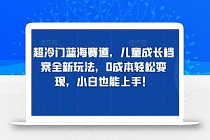 超冷门蓝海赛道，儿童成长档案全新玩法，0成本轻松变现，小白也能上手