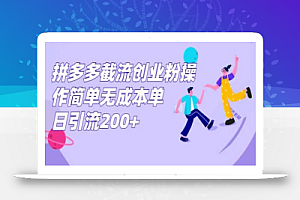 拼多多截流创业粉,操作简单无成本单日引流300