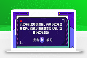 小红书引流培训课程,共享小红书流量密码,改造小白逆袭百万大咖,玩转小红书SEO