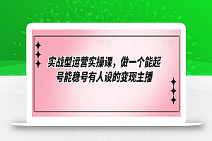 实战型运营实操课,做一个能起号能稳号有人设的变现主播