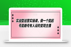 实战型运营实操课，做一个能起号能稳号有人设的变现主播