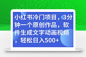 小红书冷门项目,3分钟一个原创作品,软件生成文字动画视频,轻松日入500+