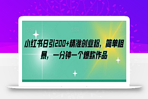 小红书日引200+精准创业粉,简单粗暴,一分钟一个爆款作品