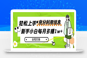 每月多赚1w+,新手小白如何充分利用信息赚钱,全程实操!