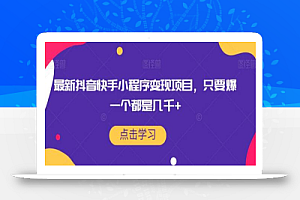 最新抖音快手小程序变现项目,只要爆一个都是几千+